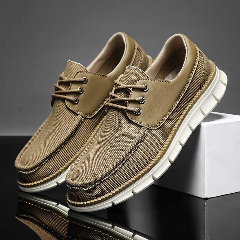 Men's Breathable Canvas Casual Shoes - Lightweight Lace-Up Sneakers for Everyday Wear
