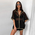Convertible Open-Front Short Sleeve Sleepwear Set