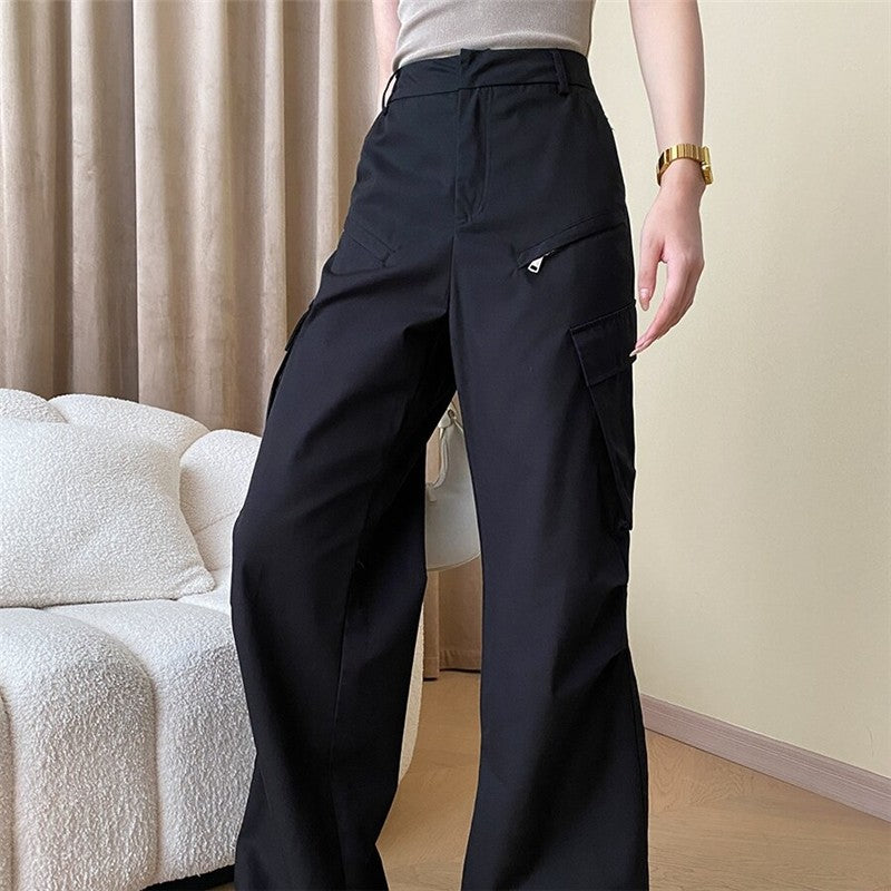 Wide Leg Pocketed Trousers in Solid Color