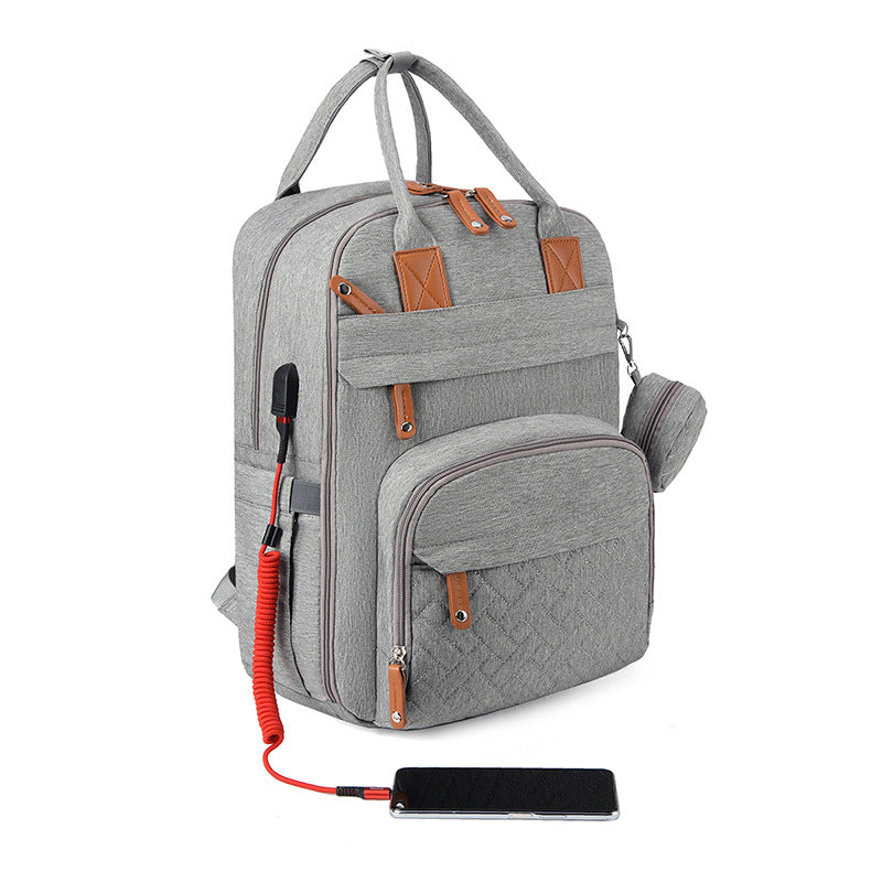 Waterproof Plaid Stroller Bag with USB Charging Port & Dry-Wet Separation – Lightweight Baby Diaper Bag