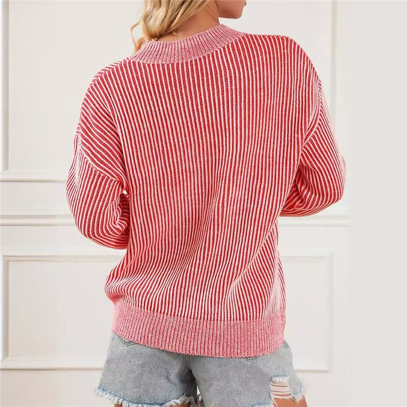 Striped Thickened Turtleneck Long Sleeve Sweater