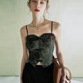 Vintage Print Spaghetti Strap Slim Fit Tank Top