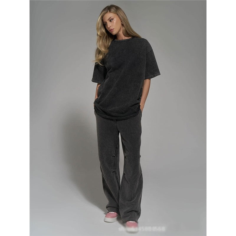 Distressed Casual Loose Fit Crewneck T-Shirt