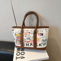 Women's Personalized Graffiti Crossbody Bag - Streetwear Bucket Style PU Leather