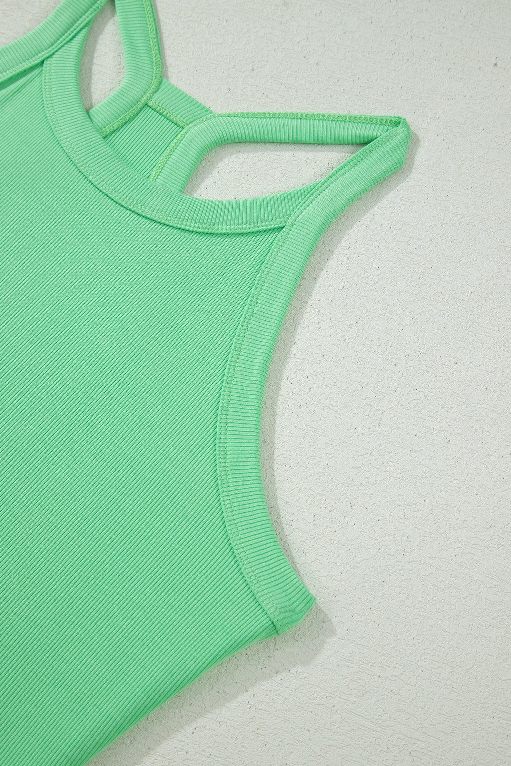 Green Slim Tank Top Elastic High Waist Shorts 2pcs Outfit