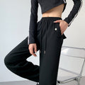 Elastic Waist Drawstring Wide Leg Parachute Pants in Solid Color