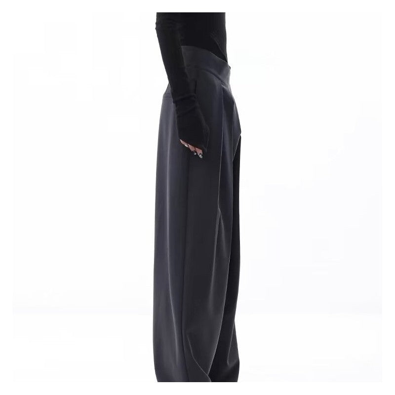 Draped Blazer and Wide-Leg Black Pants