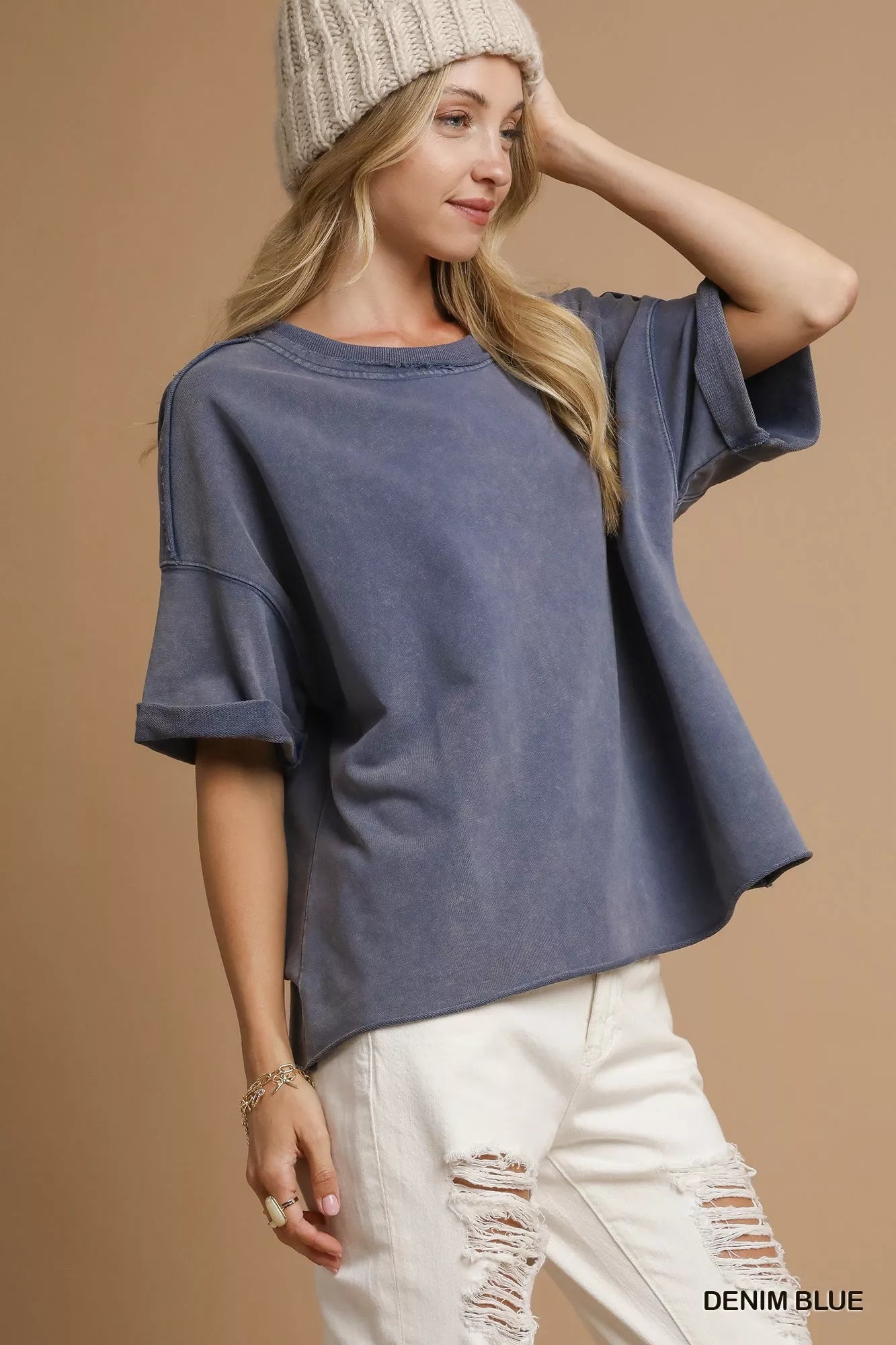 Mineral Wash Round Neck Top