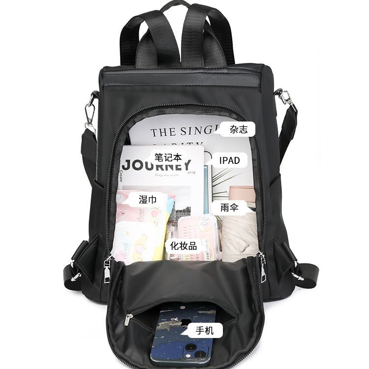 Women's Stylish Lightweight Nylon Backpack - Multi-Pocket Travel Daypack