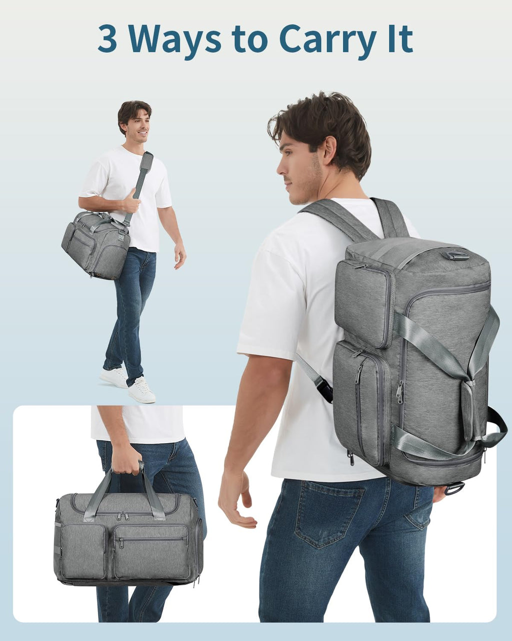 sportsnew Travel Duffel Bag 27L Gym Shoe Compartment Grey Medium Size