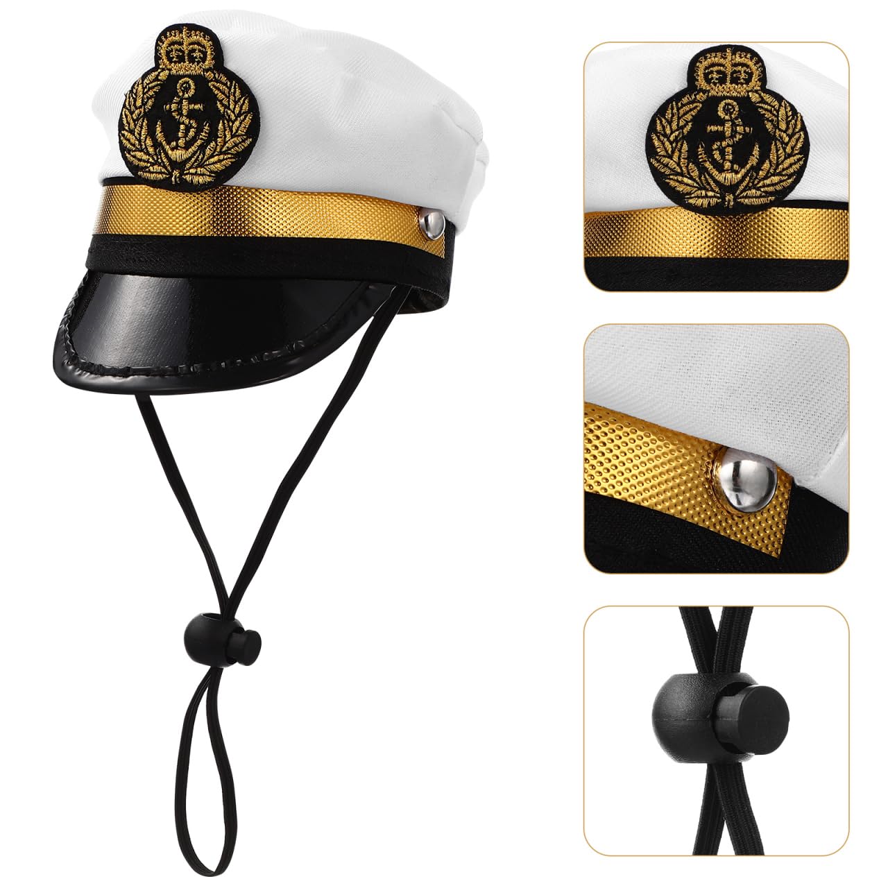BESPORTBLE Small Dog Captain Sailor Hat Marine Admiral Costume Black