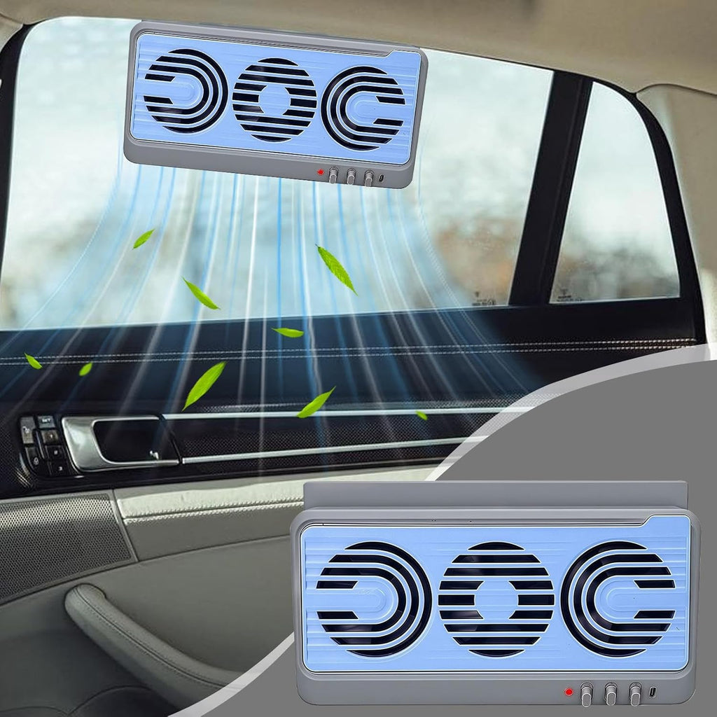 EcoVent | Solar Car Window Fan with Dual-Duct Airflow System | Efficient Ventilation for Comfortable Driving