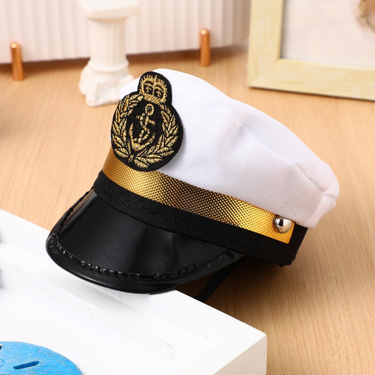 BESPORTBLE Small Dog Captain Sailor Hat Marine Admiral Costume Black