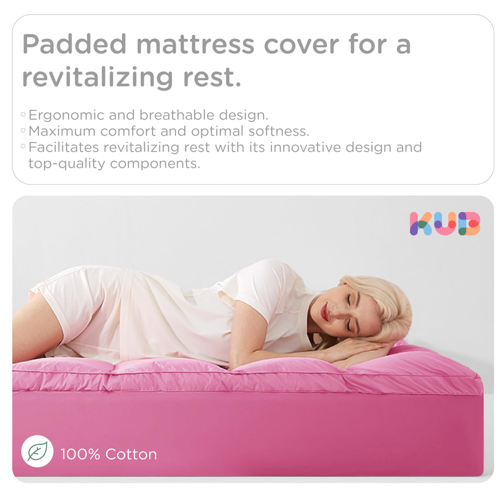 KUB Cotton Mattress Topper Cooling Pillow Top White Queen 80x60in