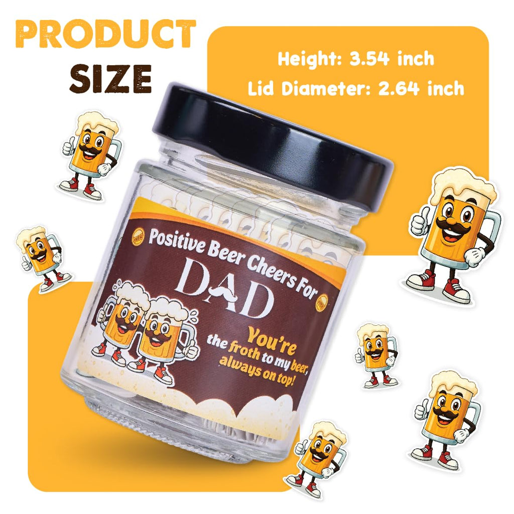 SOLMAY Funny Beer Cheers Gift Jar with 60 Uplifting Messages for Dad 0.5