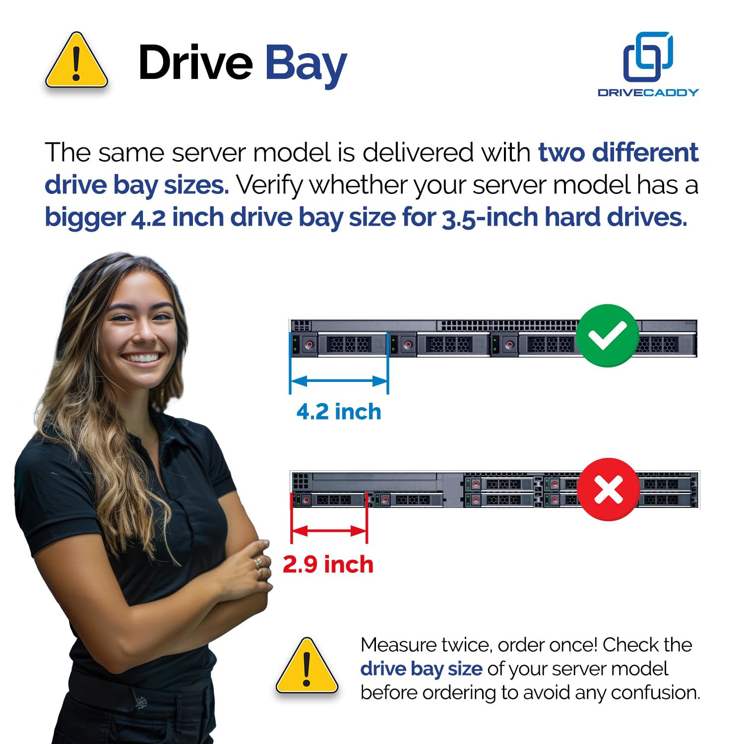 DRIVECADDY 3-Pack 3.5" Hard Drive Caddy 2.5" to 3.5" Adapter Dell Servers