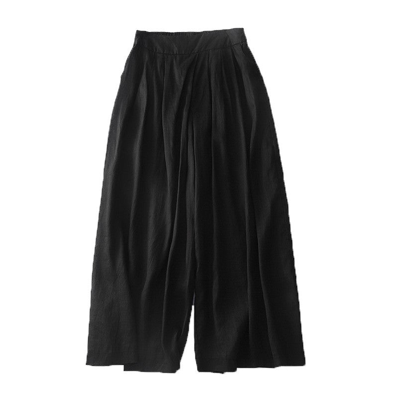 Solid Color Elastic Waist Wide Leg Casual Loose Thin Pants