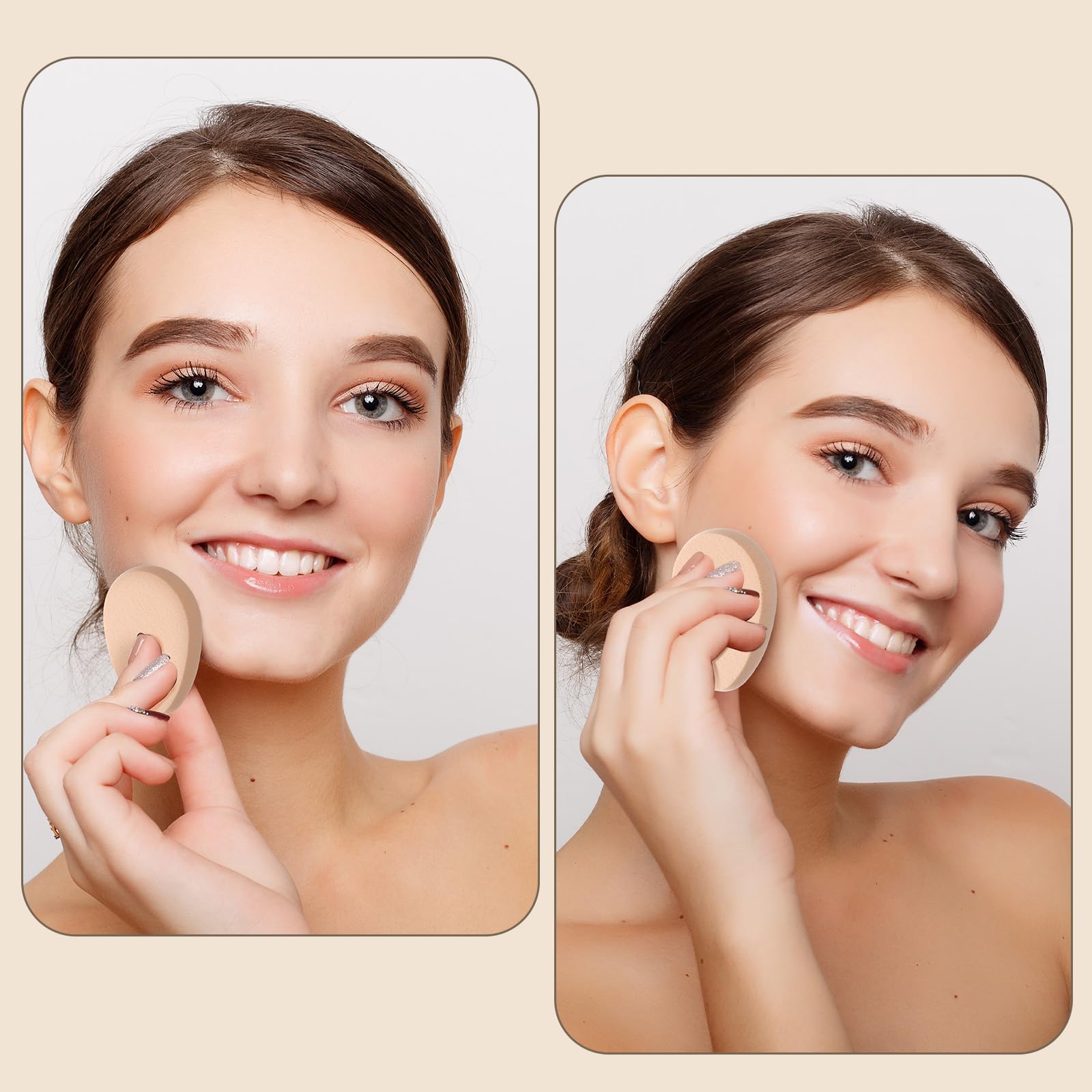 Hpmjz 8 Pcs Oval Puff Makeup Sponge Foundation Beige Soft Durable