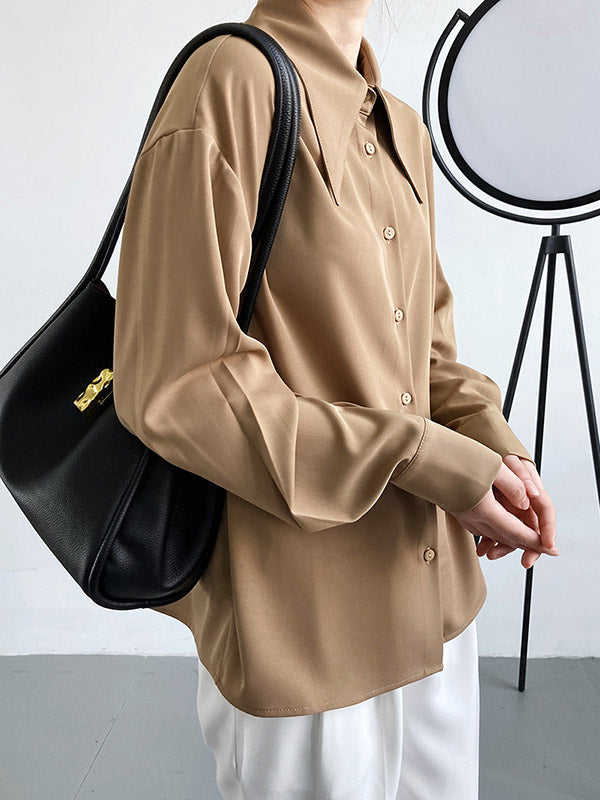 Stylish 3 Colors Solid Color Long Sleeves Blouse