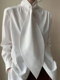 Oversized Pearl Embellished Designer White Top Blouse