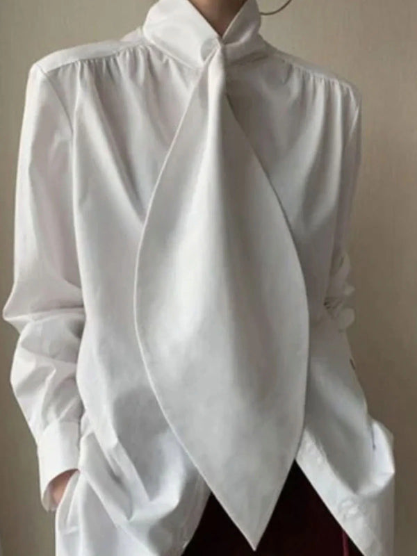 Oversized Pearl Embellished Designer White Top Blouse