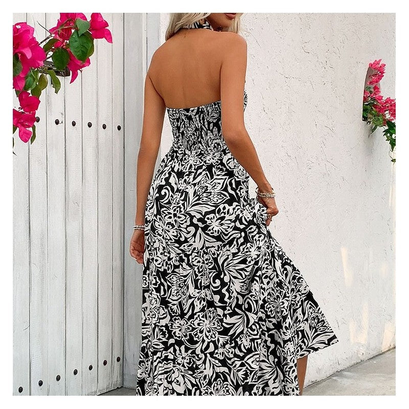Floral Print Sleeveless Dress with High Waist for Ultimate Comfort