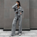 Casual Loose Long Sleeve Lapel Single Breasted Two-Piece Suit Set