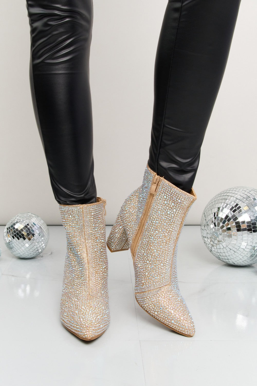Rhinestone Pointed Toe Booties