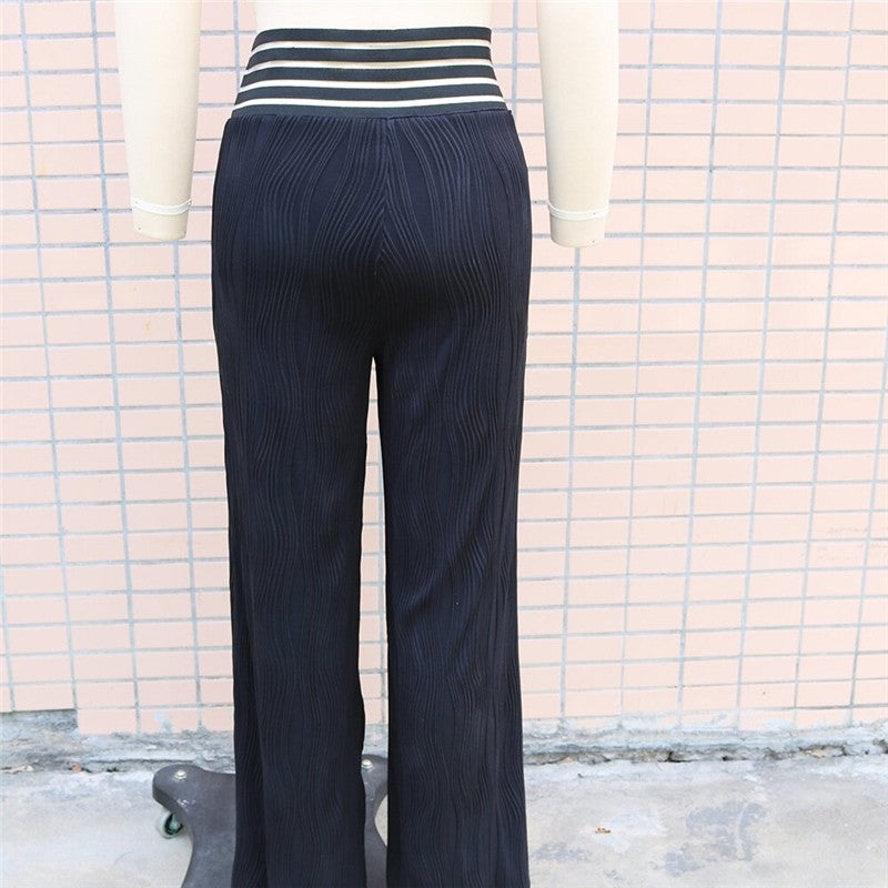Solid Color Jacquard Stretch Bootcut Pants