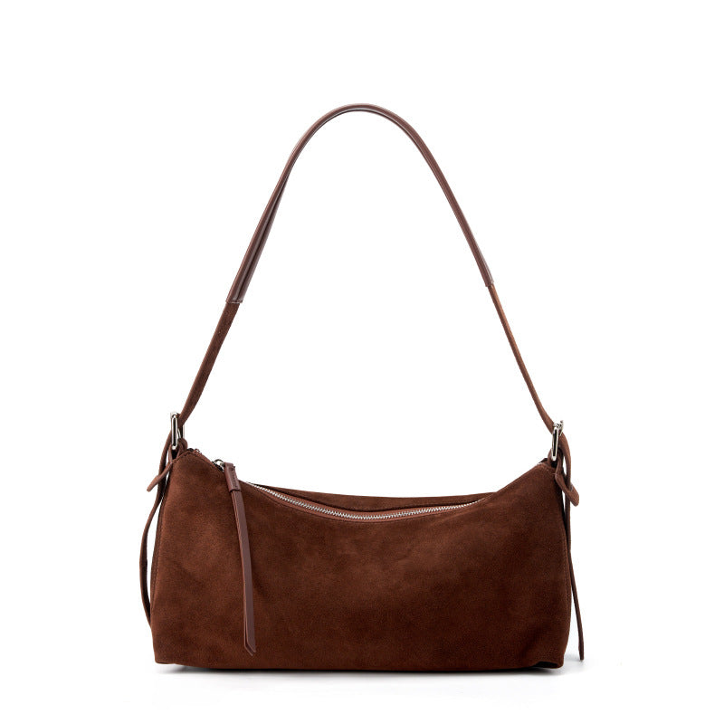 Women's Genuine Leather Crossbody Bag – Retro Soft Deerskin Shoulder Bag with Multi-Pocket Organizer
