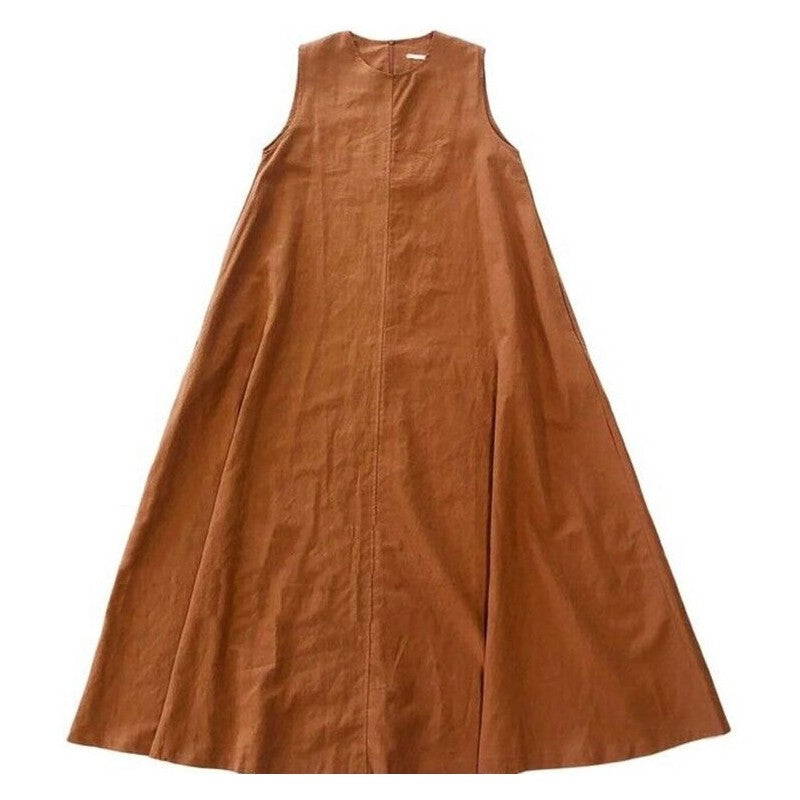 Solid Color Sleeveless Maxi Dress with a Flowy Silhouette