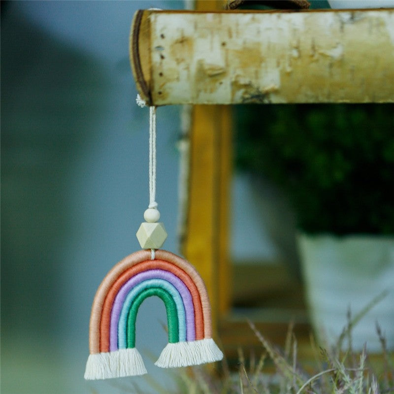 Colorful Handmade Crocheted Rainbow Car Hanging Decorations