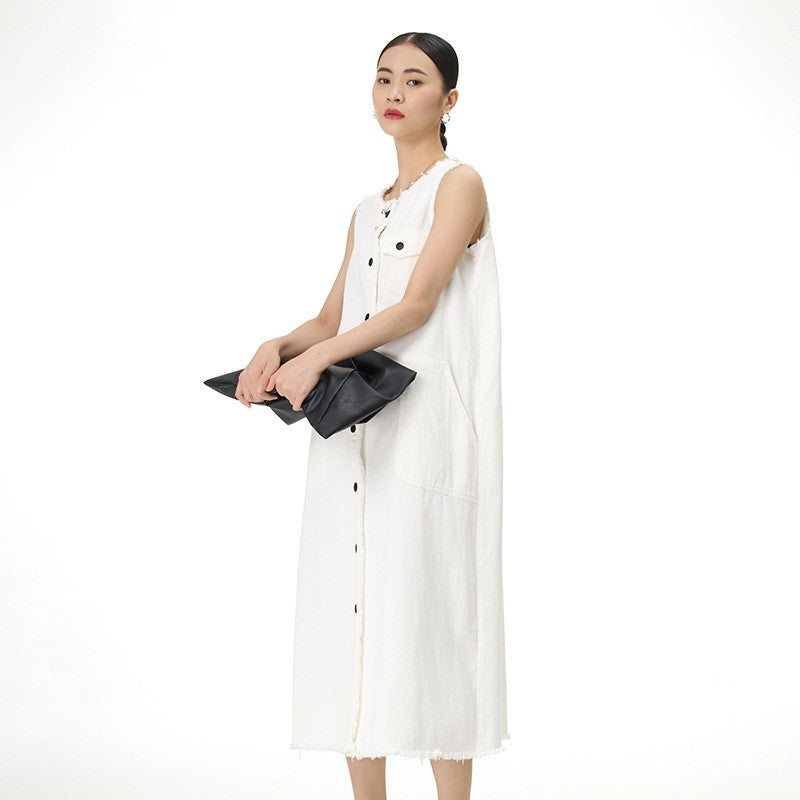 Long Sleeveless Cardigan Vest Dress