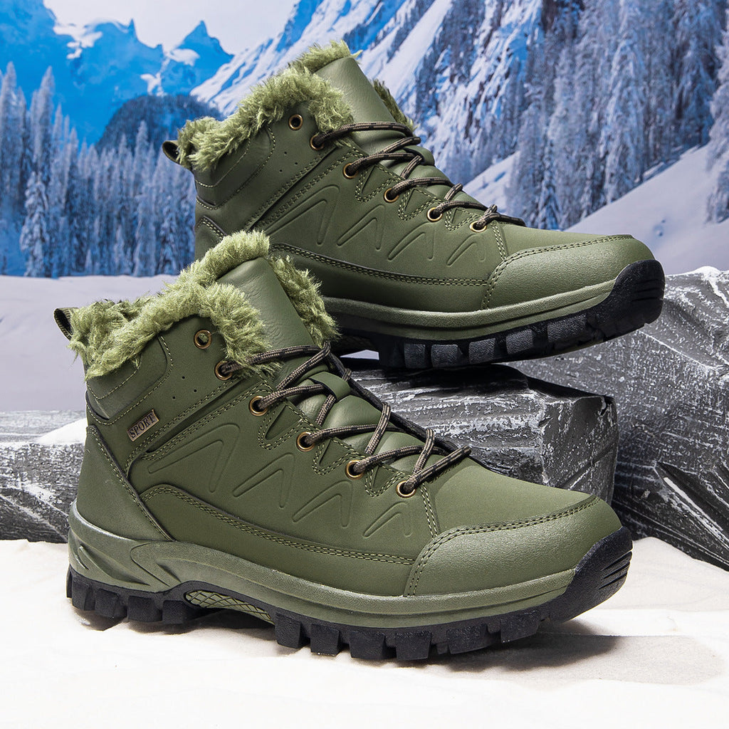 Men's Plus-Size High-Top Fleece-Lined Thermal Shoes | Warm Winter Cotton Sneakers