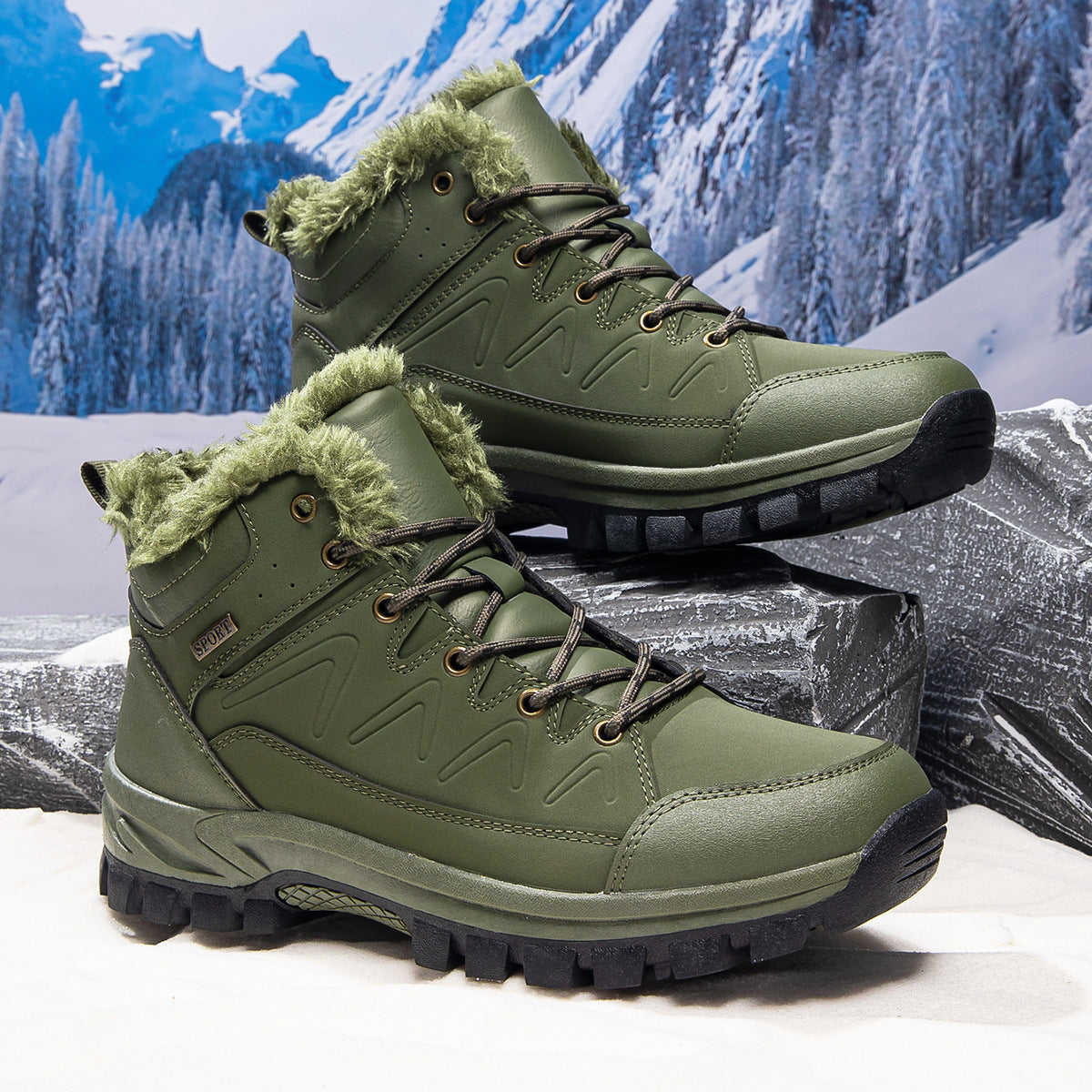 Men's Plus-Size High-Top Fleece-Lined Thermal Shoes | Warm Winter Cotton Sneakers