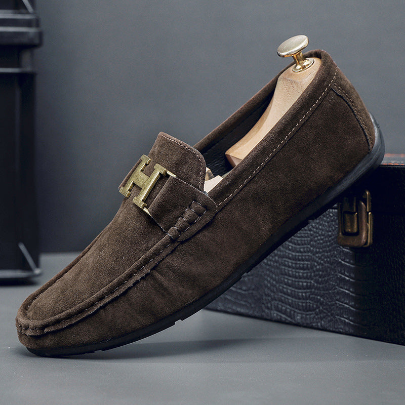 Men's British-Style Slip-On Casual Leather Shoes | Round Toe PU Leather Loafers