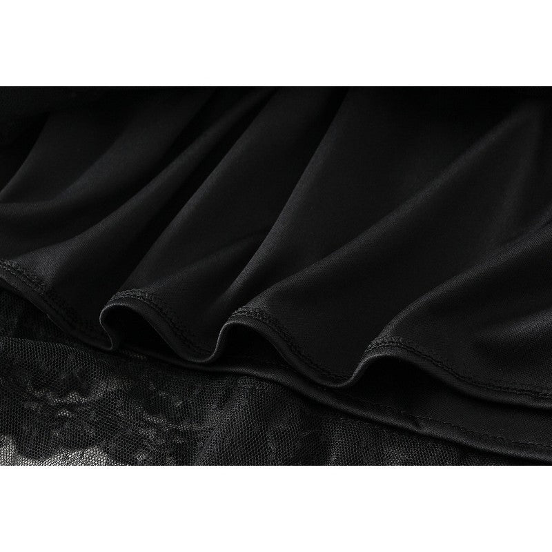 Layered Lace Patchwork A-Line Skirt in Solid Color