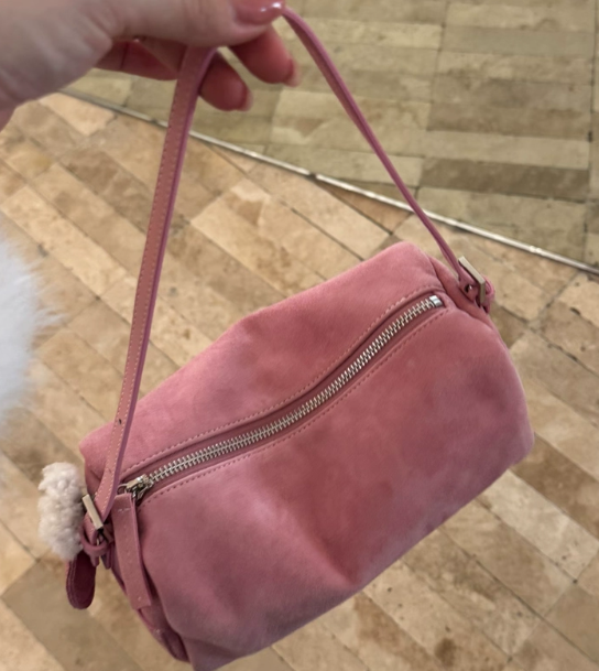 Women's Suede Barrel Tote & Shoulder Bag – Zippered Minimalist Handbag