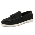 Men's Suede Slip-On Loafers with Tassel Detail - Business Casual Pointed Toe Shoes