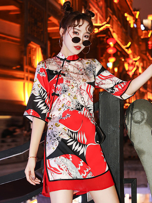 Vintage Artistic Retro Printes Short Cheongsams