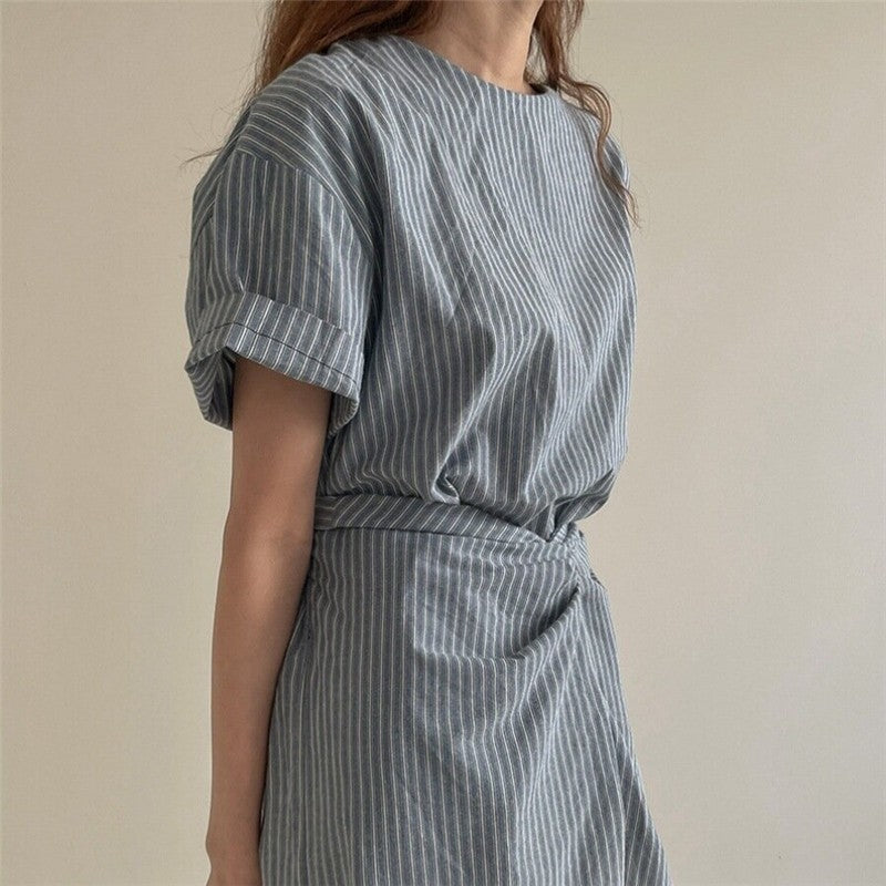 Striped Knot Tie Strap Dress - Fashionable and Chic