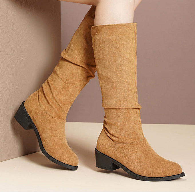 Women's Chunky Heel Over-the-Knee Boots – Pointed Toe Waterproof Fall Winter Boots