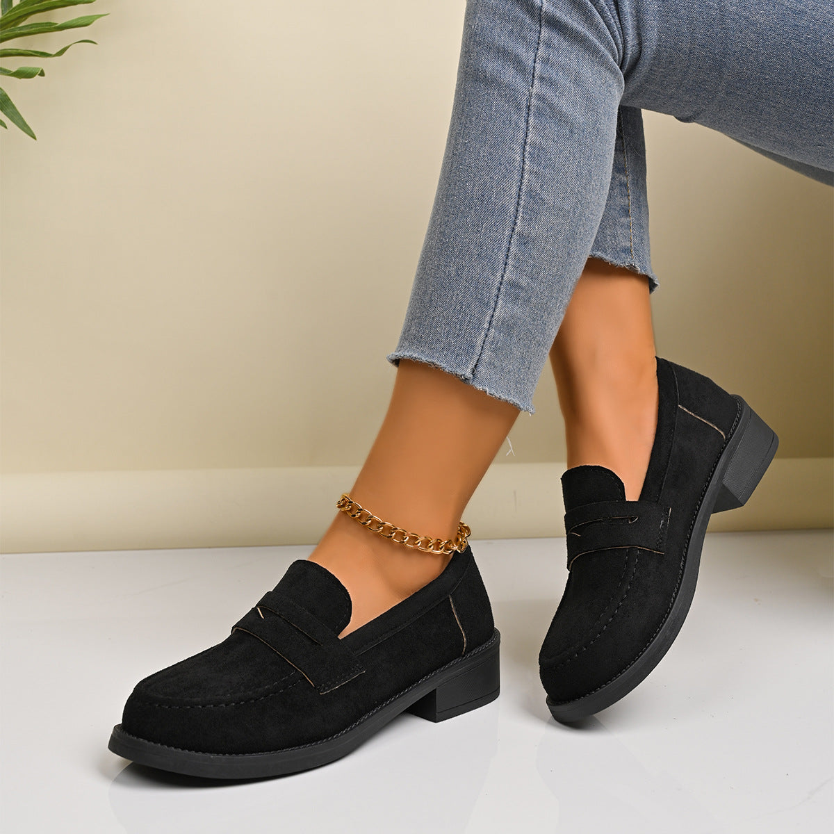 Women's Vintage Suede Loafers - British Style Slip-On Shoes