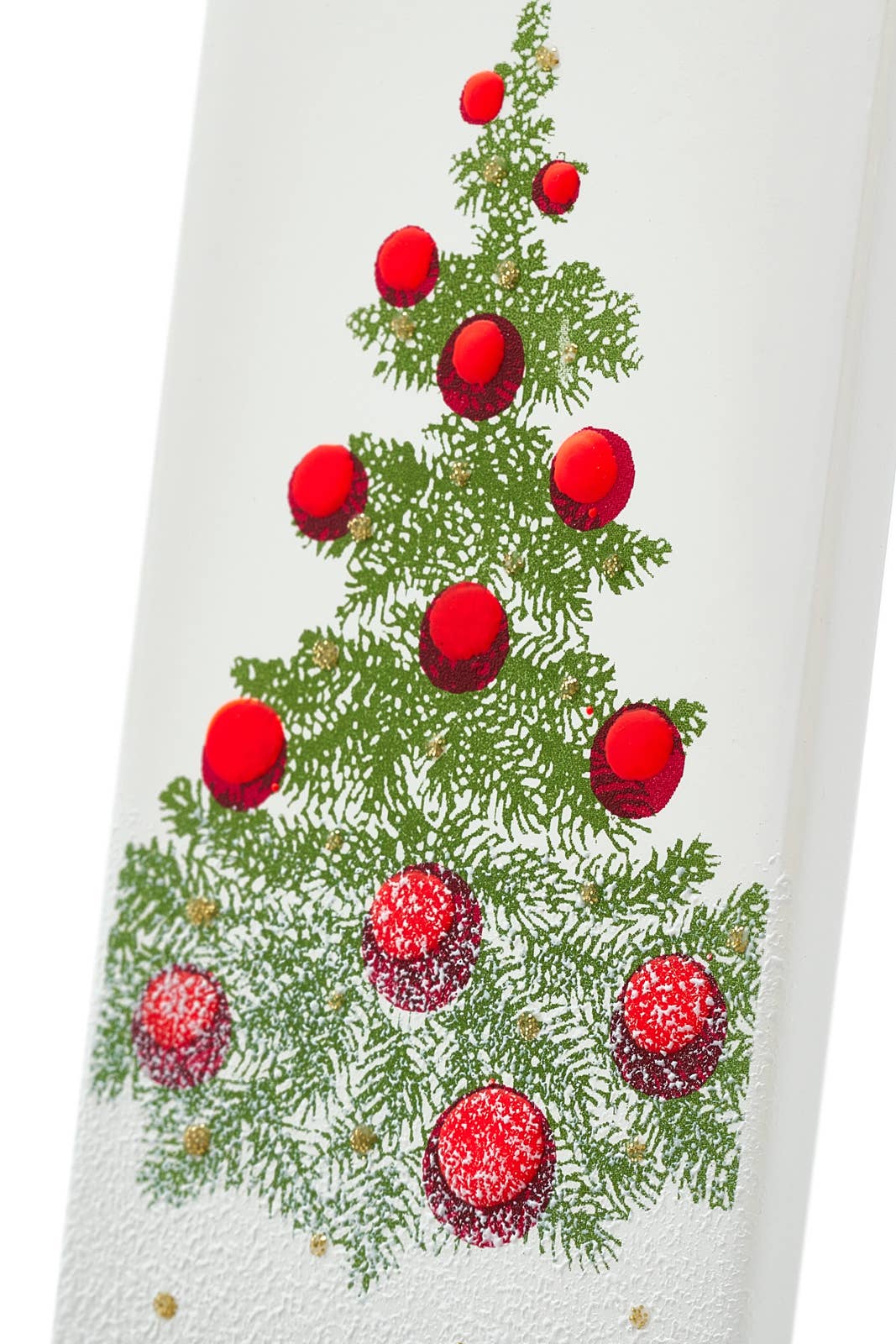 Flatyz Christmas Tree with Red Ornaments & Snow Candle
