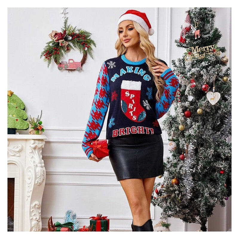 Sparkling Embroidered Christmas Jacquard Knitted Shirt