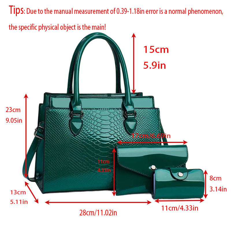 Women's 3-Piece PU Leather Crossbody Tote Bag Set - Versatile Shoulder Handbag with Multiple Compartments