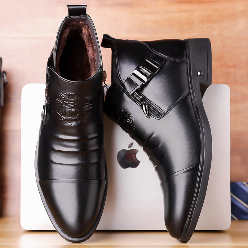 Men's Retro Wide-Fit Ankle Boots | Double-Layer Cowhide Leather Side Chain Boots