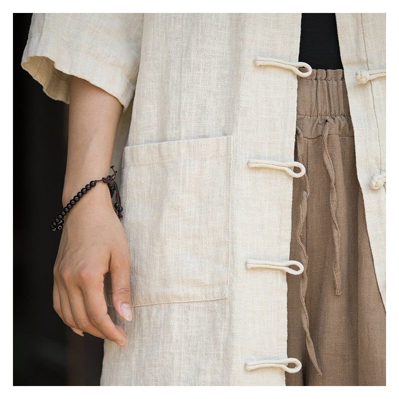 Shirt With Chinese-Style Stand Collar And Frog Button