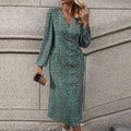 Stylish Wrap Long Sleeve Floral Dress