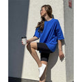 Casual Loose Fit Crewneck Short Sleeve Cotton T-Shirt in Solid Color